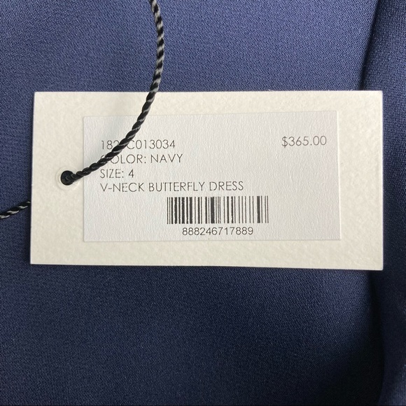 NWT Milly Butterfly Sleeve V-Neck Mini Shift Dress in Navy , Size 4 - Picture 9 of 13